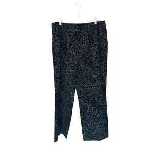 Talbots Black Velvet Jacquard‎ Brocard Career Straight Leg Dress Pant Size 16
